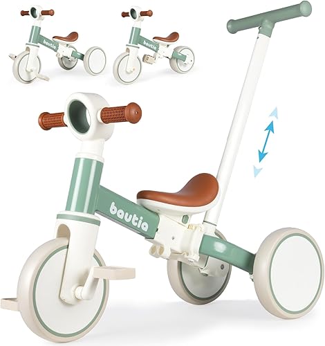 Triciclo para niños pequeños de 1 a 3 años con asa de empuje, juguete 5 en 1 para bicicleta de equilibrio para bebés de 1 a 4 años, regalo con