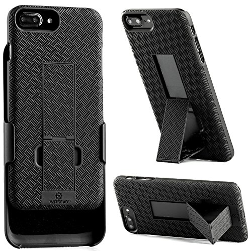 iPhone 8 Plus, iPhone 7 Plus Holster, WizGear Shell Holster Combo Case for Apple iPhone 7 Plus with Kick-Stand and Belt Clip - Black (iPhone 7/8 Plus)