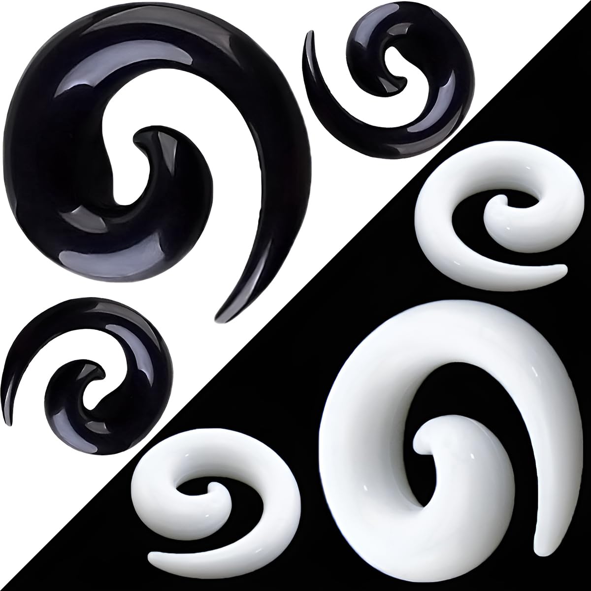 1 para 1,6 mm (14 G) biały akrylowy spiralny ślimak stożkowe zatyczki tunel rozciągacz do uszu zestaw mierników zestaw do rozciągania wir uszy tunele kolczyki zatyczki zestaw piercing biżuteria