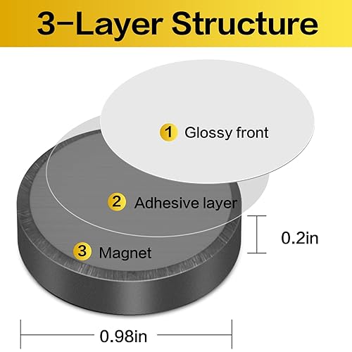 Miniatura 33 de DIYMAG Imanes fuertes 140 piezas de 0.6 x 0.12 pulgadas para nevera para nevera con respaldo adhesivo, magnético pequeño botón negro, círculo