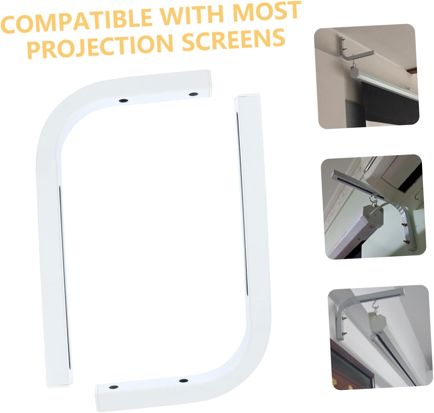 2pcs Projector Screen Mount Holder for Easy Installation Compatible with Manual and Pull Down Screens Wall-Mounted Support Hooks