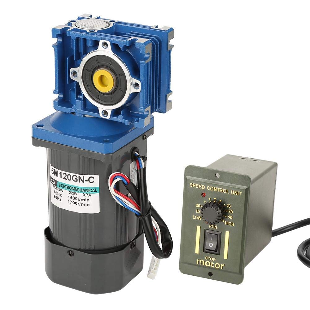 Moteur à courant alternatif, moteur à engrenages CW/CCW à vitesse de blocage réglable avec moteur à engrenage à vis sans fin 120w 1400 tr/min avec régulateur(15K)