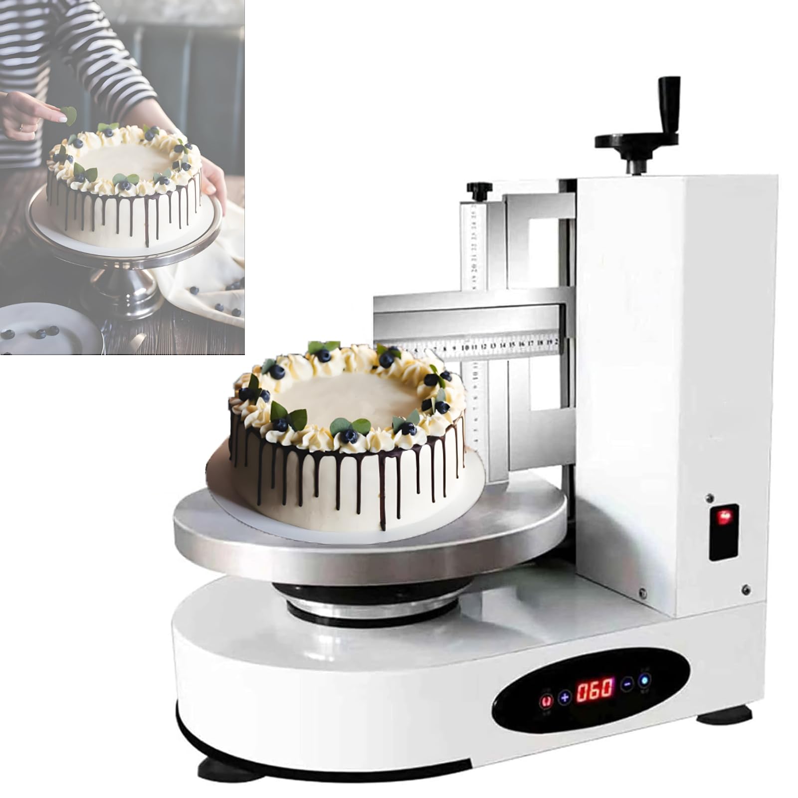 Macchina per Lisciare la Glassa delle Torte di Compleanno, Riempimento con Crema Rotonda da 4-12 Pollici, Teglia Automatica Regolabile, per Vari Luoghi Come Pasticcerie, Negozi di Dolci