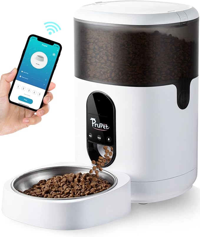 Prupet WiFi Automatic Cat Feeders, 4L Timed Cat Feeder, Cat Food