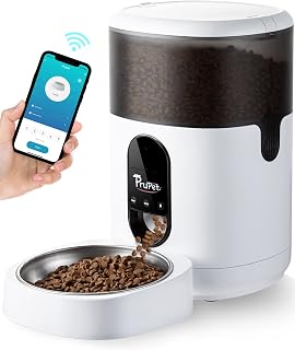 Prupet WiFi Automatic Cat Feeders, 4L Timed Cat Feeder, Cat Food Dispenser with Stainless Steel Bowl, APP Control Pet Feeder, Programmable Portion Control Meals, Granary for Small/Medium Pets
