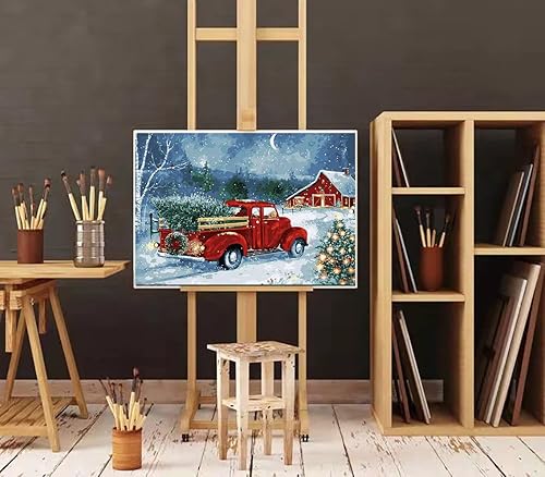 Miniatura 2 de Eiazuiks Pintura por números para adultos. Pintura de Navidad por números para adultos principiantes, pintura de dibujo con 3 pinceles, lienzo de