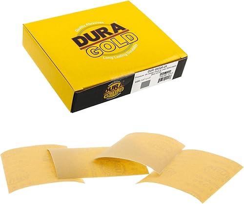 Miniatura 13 de Dura-Gold Hojas de papel de lija dorado Premium de 1/4 de hoja, grano 100 (caja de 24) – tamaño 4.5" x 5.5" con respaldo de gancho y bucle