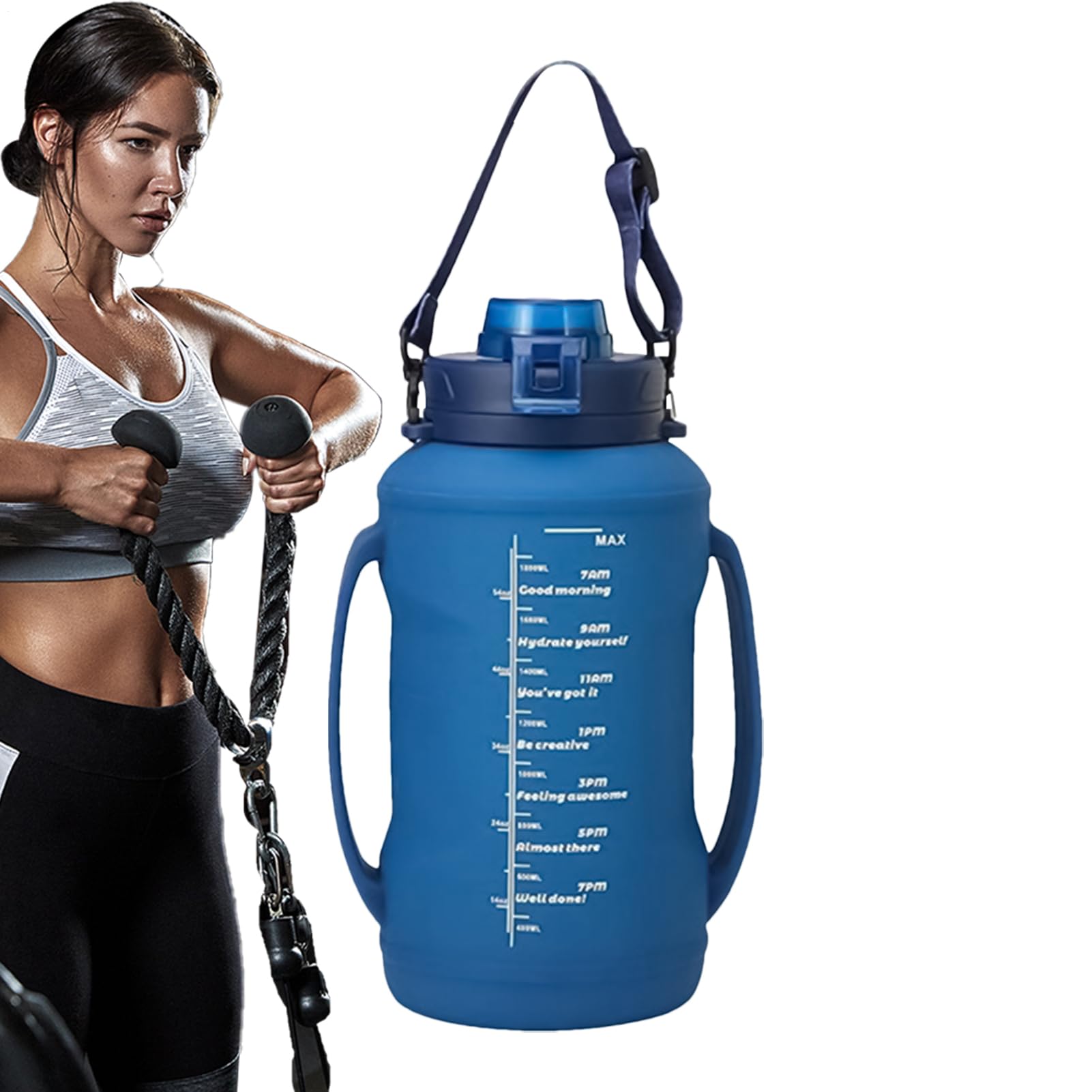 Gourde en silicone anti-fuite de 1,8 l pour adultes actifs qui manquent de place
