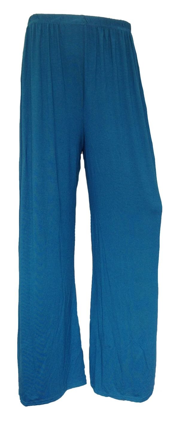 Women's Teal Plus Size Plain Palazzo Wide Leg Flared Trousers Pants Uk 8-26 (Xxxl (24-26 Uk), )