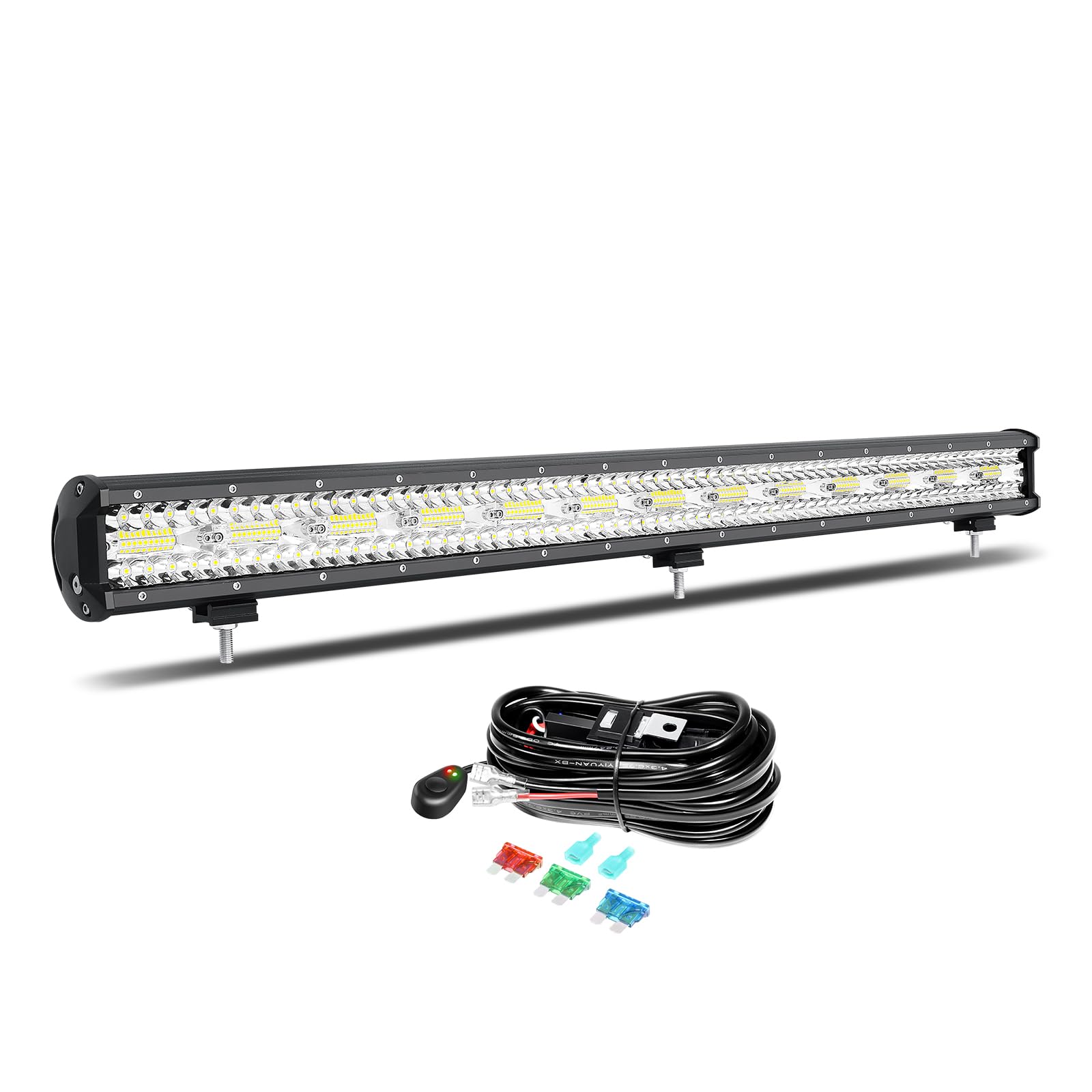 Willpower Reflektor roboczy LED, 37", 94 cm, 780 W, z wiązką przewodów, 12 V, reflektor LED, wodoszczelność IP67, do samochodów terenowych, traktorów, dodatkowy reflektor cofania