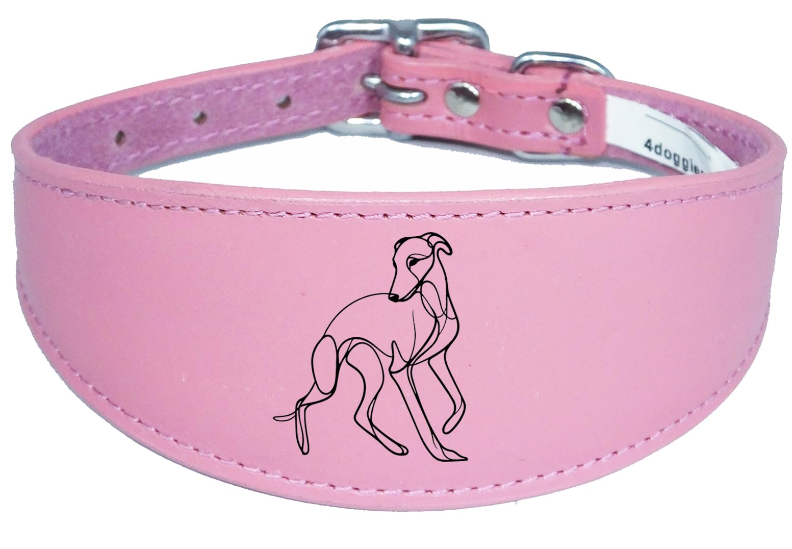 Sighthound Wide Leather Collar, Handmade, for Iggy, Lurcher, Whippet and Greyhound, NL18
