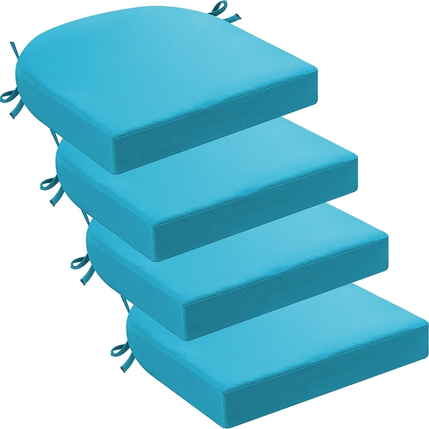 Coussin de chaise de patio anti glisse lot de 4 coussins ronds imperméables bleu lac