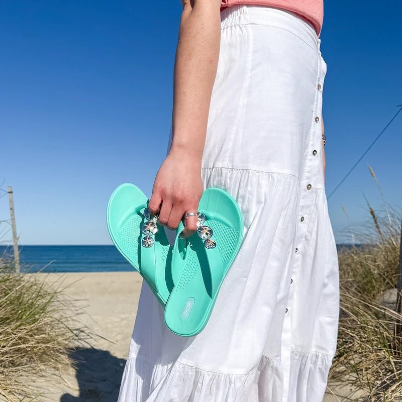 Oka-B Women's Mellita Gold Sand Dollar Flip Flop Sandal2