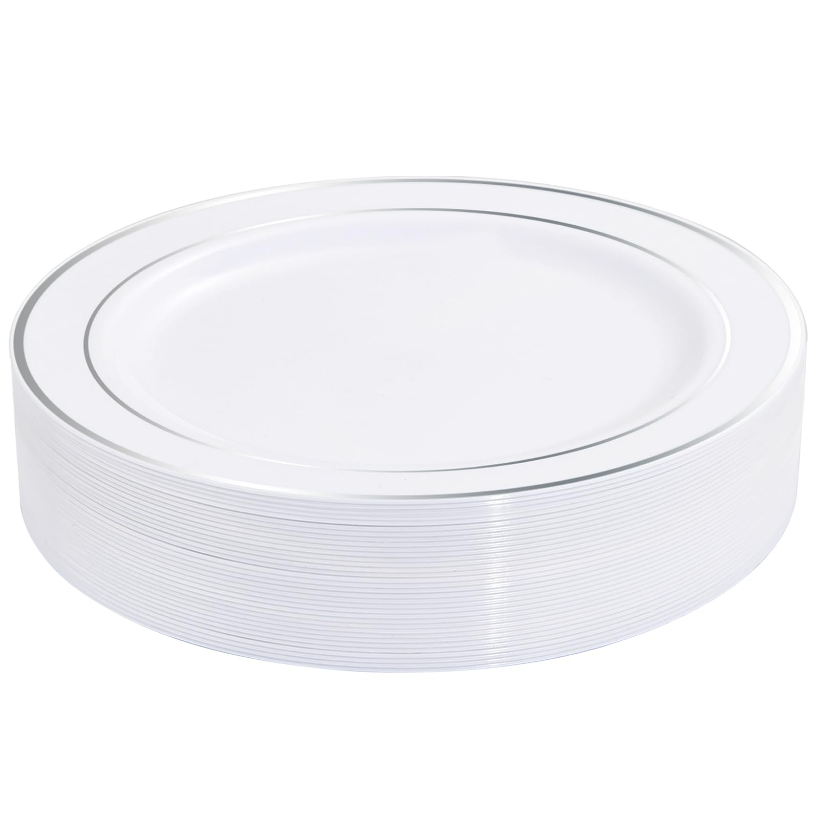 Photo 1 of bUCLA 30PCS Silver Plastic Dinner Plates - 10.25inch