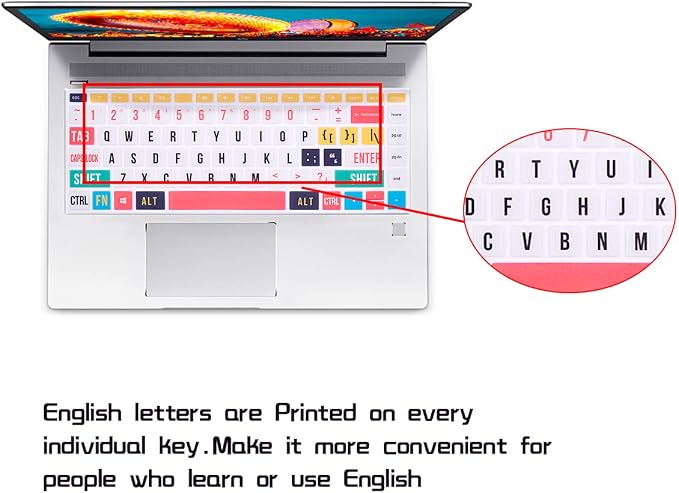 Funda de silicona para teclado HP 14" Laptop 2018-2020 con fuente creativa arcoíris miniatura 3