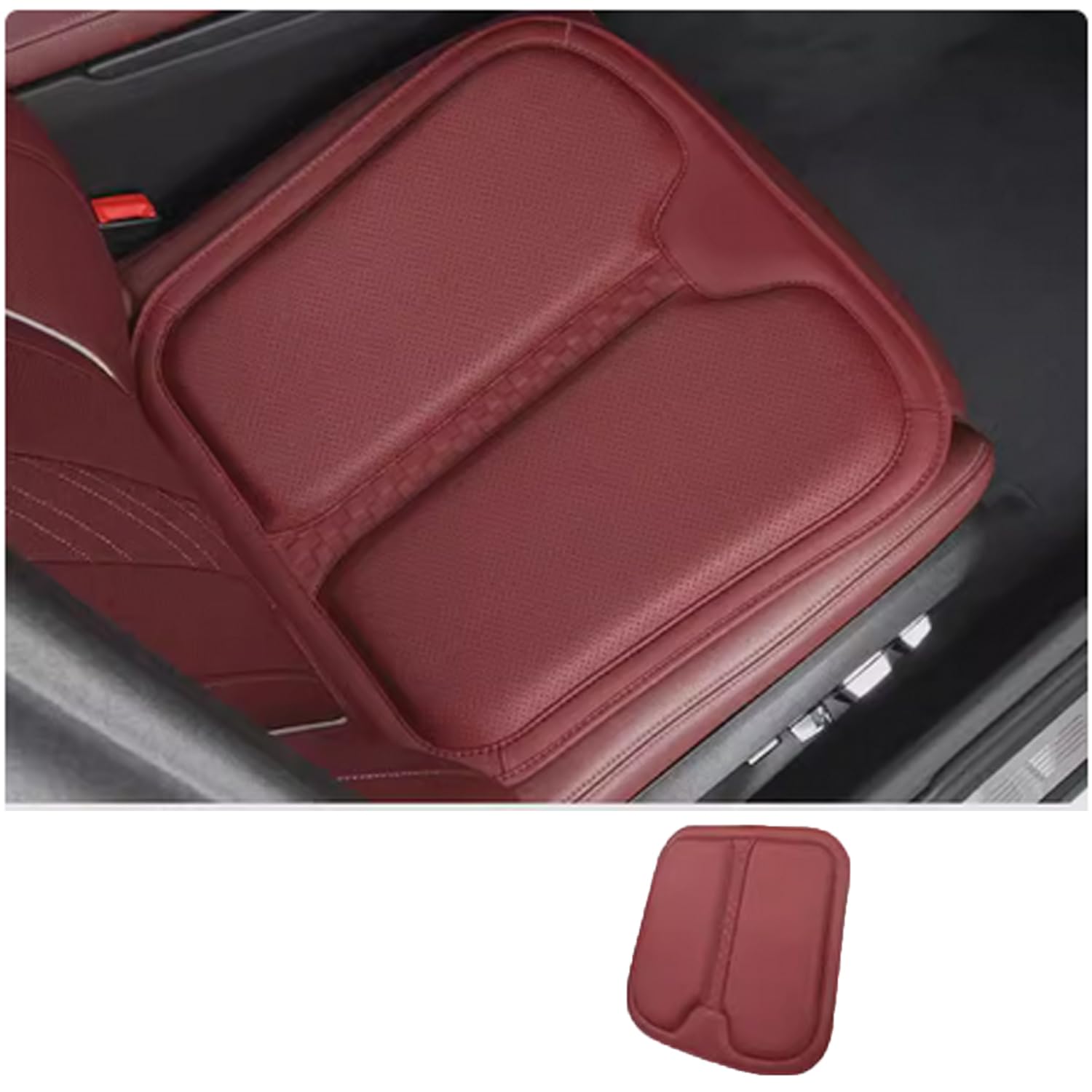 Ywooon Cojín de Asiento de Coche de Espuma con Memoria para el Conductor del Asiento del Coche, Nappa Cojín de Asiento de Cuero con Antideslizante Inferior, Apto para Coche, Silla de Oficina (1 Pack)