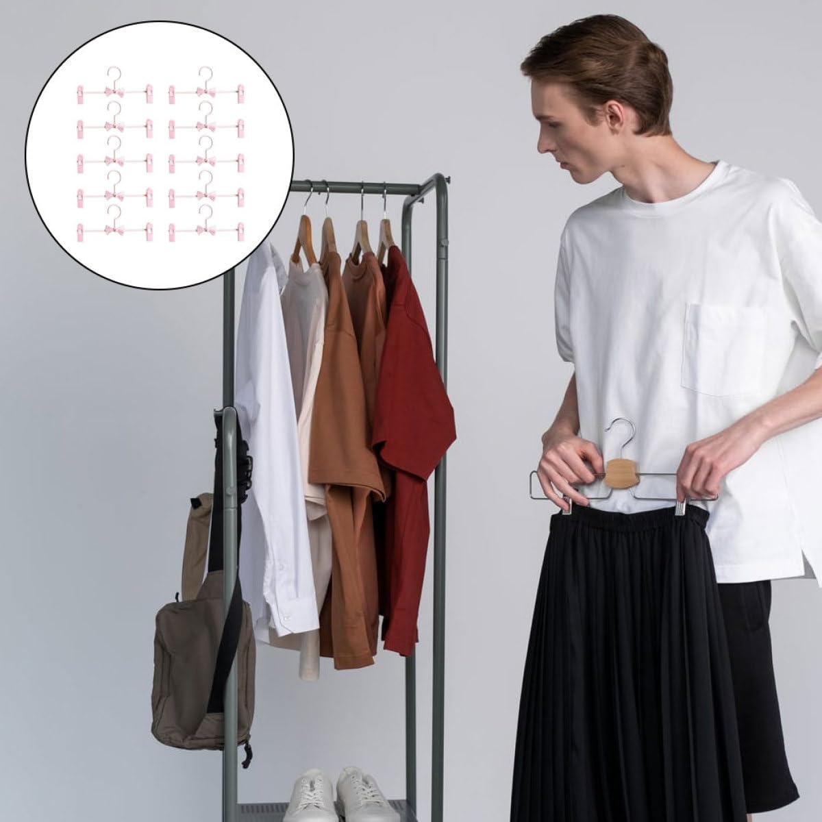 Hohopeti 10pezzi Grucce per Pantaloni Elasticizzate Grucce Regolabili Clip per Jeans e Gonne Appendini per Casa Forniture per Casa