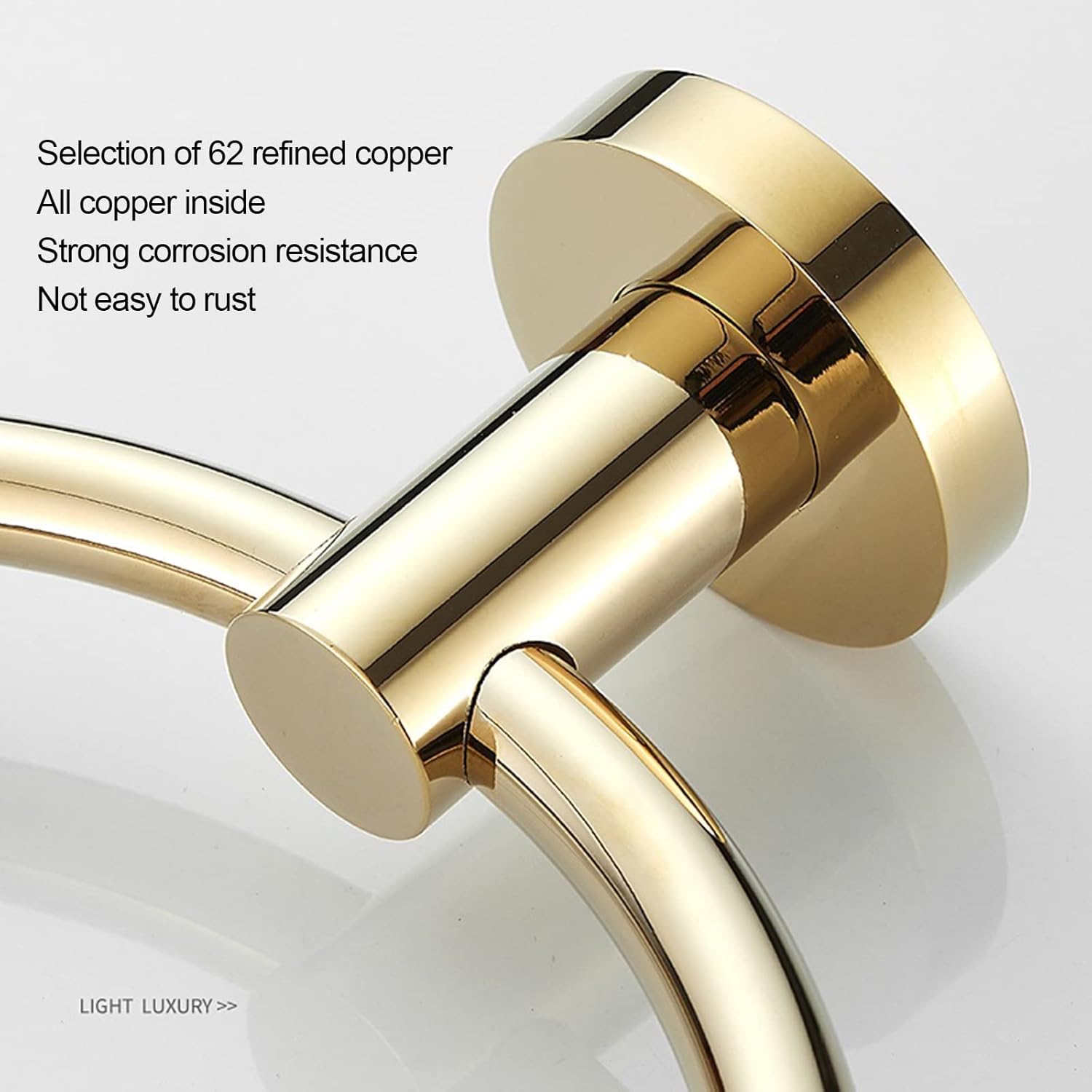 LSLYTQ All Copper Towel Ring, Towel Rack, Towel Hanging Towel Rail, Light Luxury Round Bathroom Hand Towel Holder
