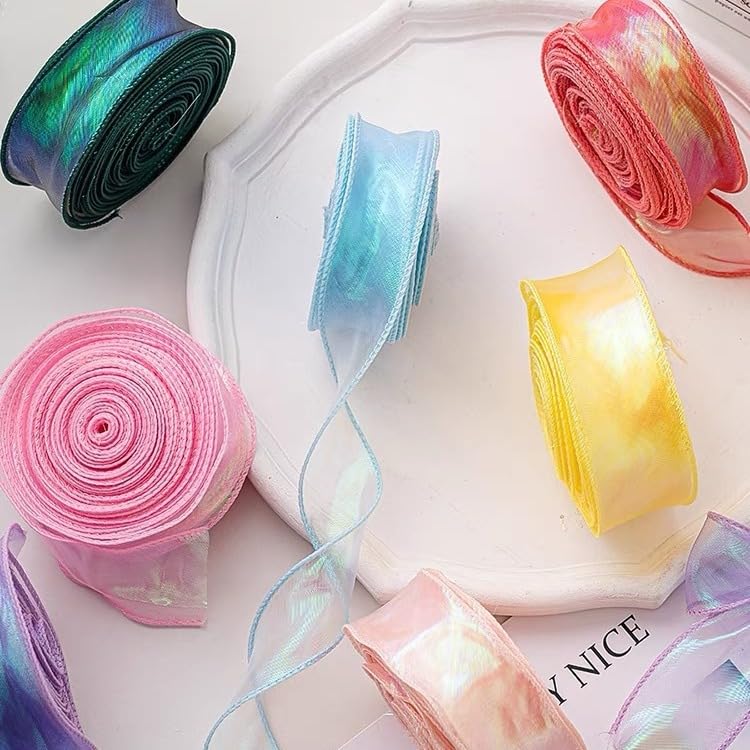 Nastro Nastro di seta Nastro di seta chiffon semitrasparente da 4 cm * 20/50 yard for confezioni regalo bouquet di fiori nastro da imballaggio for la lavorazione nastro di chiffon for fiori(Red,50)