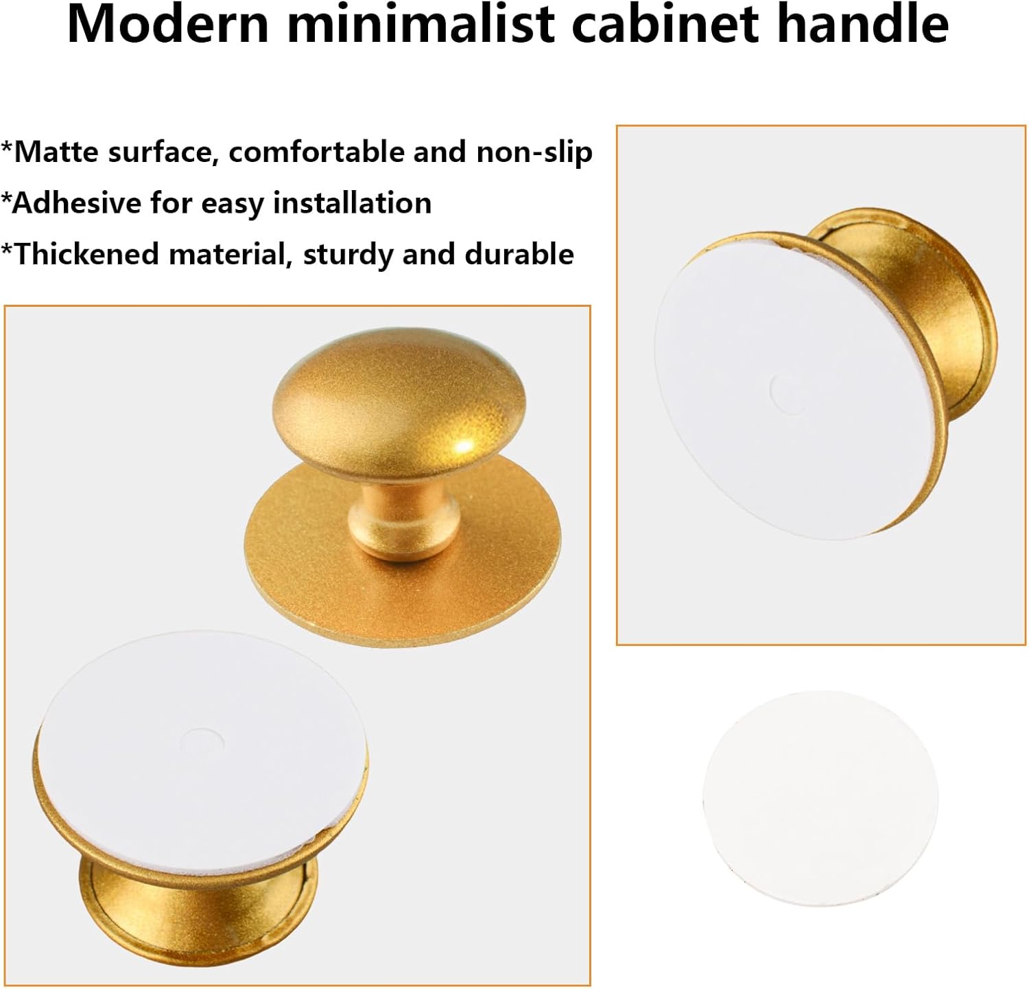 MOROBOR Adhesive Cabinet Knobs, 20pcs Self-Stick Instant Kitchen Pulls Stainless Steel Drawer Knob for Windows, Wardrobes, Cabinets, Drawers (Matter Gold)