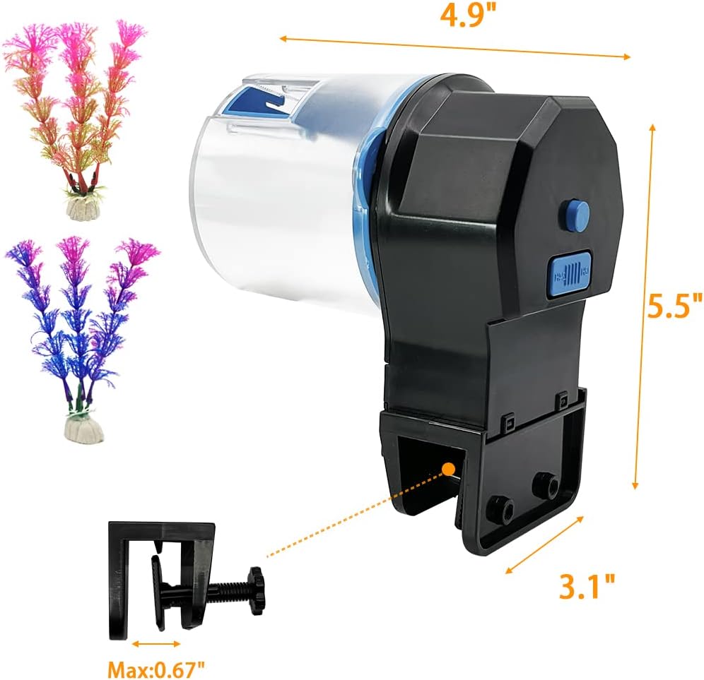 Automatic Fish Tank Feeder - Aquarium Auto Timer Food Dispenser for Vacation Blue