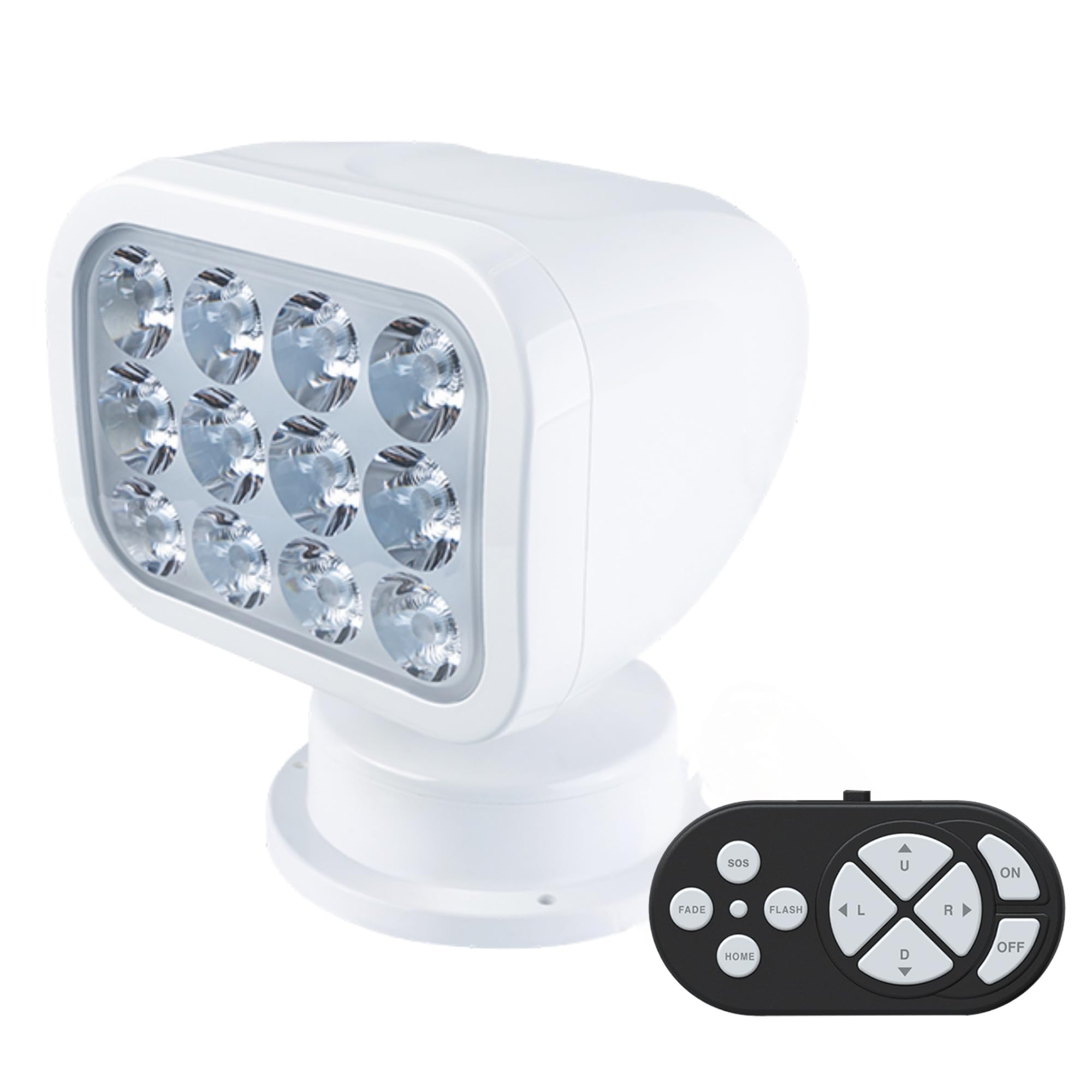 SEAFLO 360° Rotating Remote Control LED Marine Searchlight- 30W, 2700 Lumens, 2624 FT Beam Distance, 10-30V, IP65 Waterproof, Truck, Vehicles, Boat