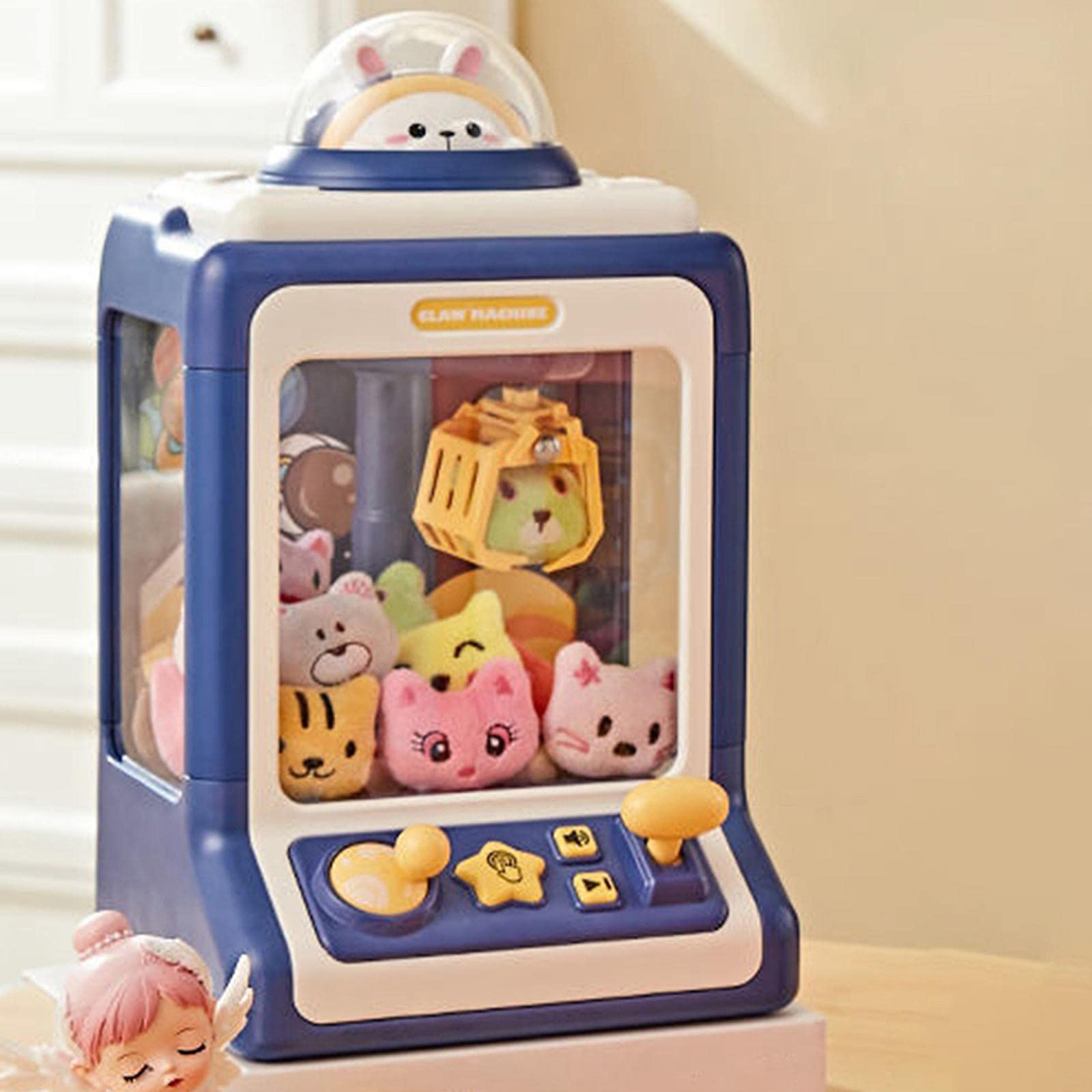 Mini Máquina de, Juego Arcade Eléctrico con Brazo de Garra, Cápsulas, Muñecos, Música Y Función de Luz para Juegos de Entretenimiento, Azul