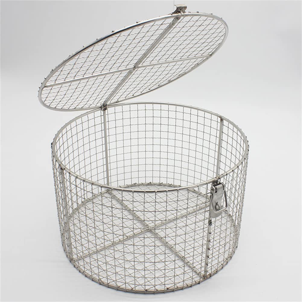 Bandeja de Autoclave médica de Acero Inoxidable 304, cestas de esterilización de Instrumentos Redondos con Tapa y pestillo, Bandeja de esterilización de cestas Perforadas,25 * 25cm