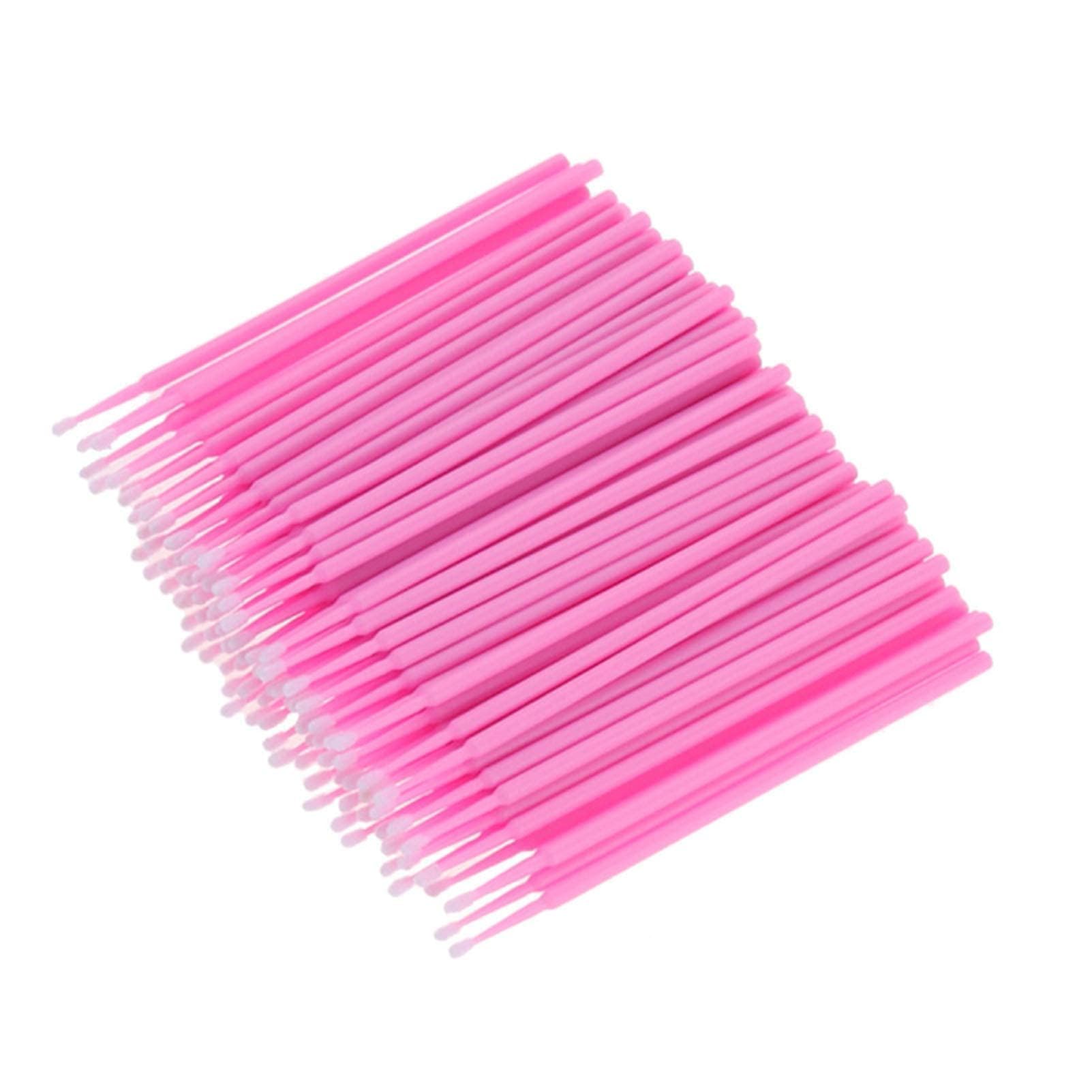 Micro Applicators Brushes, Disposable Eyelashes Extensions Micro Brush Swabs Mascara Wands Applicator Grafting Tool for Makeup Eyelash Application, Removal and Clean (Pink, 100PCS)