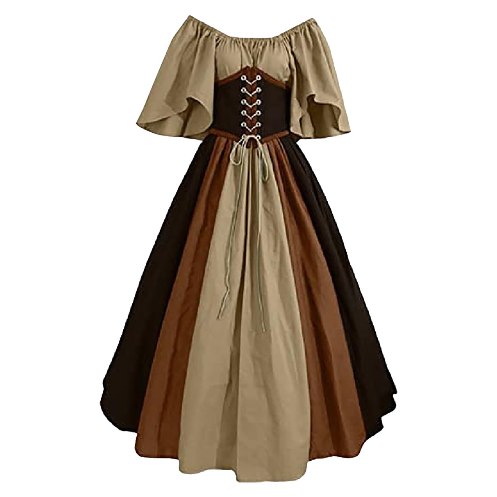 Womens Renaissance Costume Vintage Elegant Lace up Halloween Gown Princess Dress with Corset Medieval Evening Party Prom Cocktail Swing Victorian Dresses for Ladies
