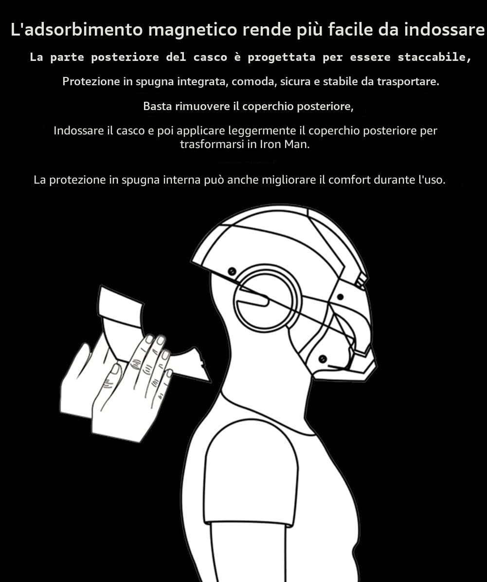 Iron Man Casco 1: 1,MK5 Portatile Elettrico Apertura e Chiusura Maschere Complete per Halloween Compleanno Regalo di Compleanno Prop BGGNG con Voce Saluto Touch Controllo, A, Size
