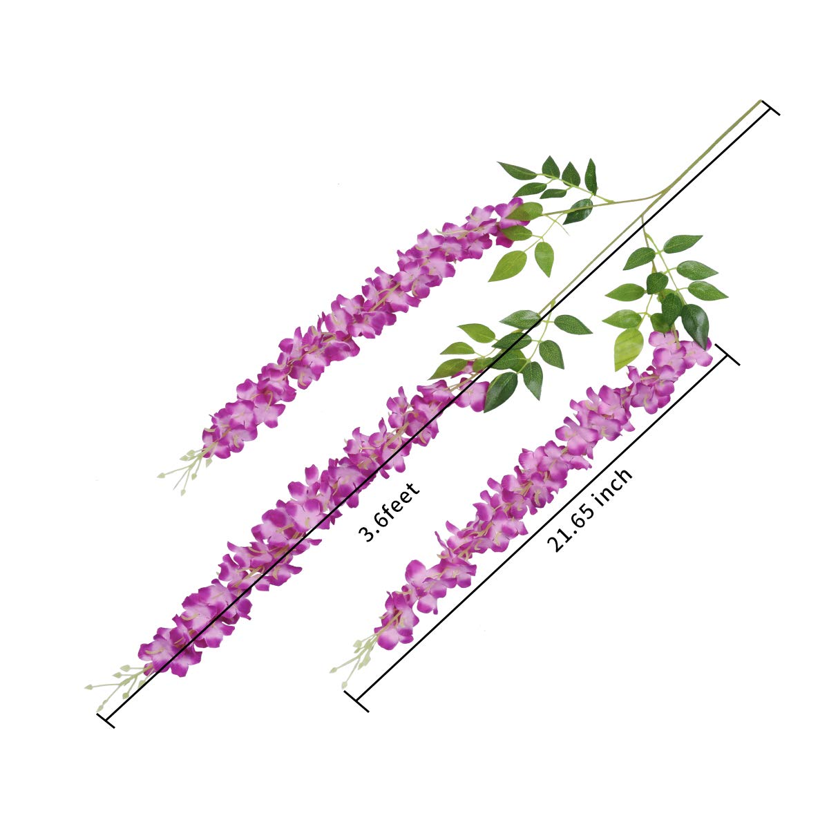 Pauwer Wisteria Hanging Flowers 12 Pack Fake Flower Garland Artificial Wisteria Vines Rattan Silk Flower String Wedding Party Wall Home Decorations,Fuchsia