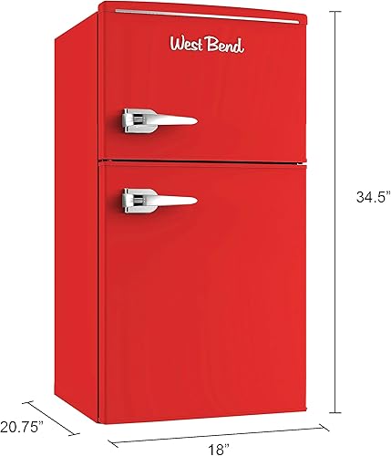 Miniatura 6 de West Bend WB0300RCR2XR - Mini refrigerador de estilo retro para oficina en casa o dormitorio, descongelación manual y temperatura ajustable, 3 pies
