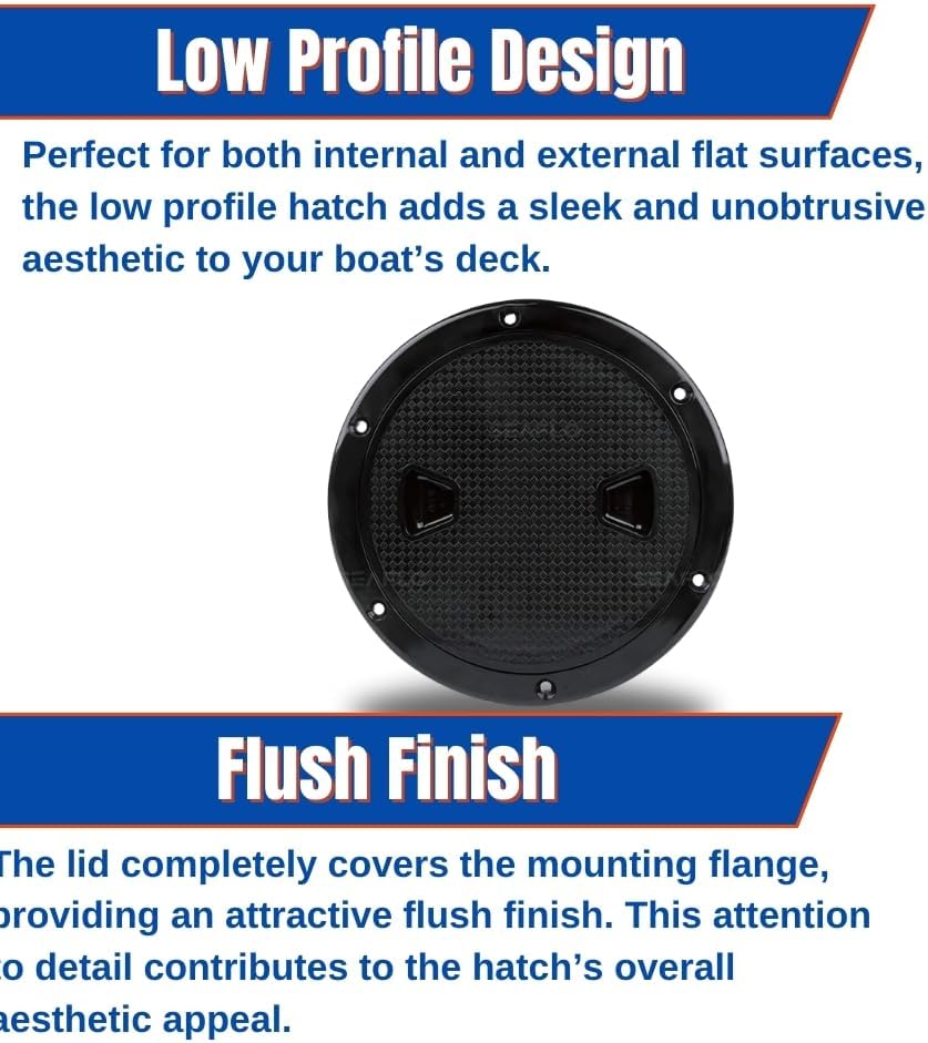 SEAFLO Marine Circular Non-Slip Screw Out Deck Plate Inspection Access Hatch 4"/6"/8" White/Black/Tan