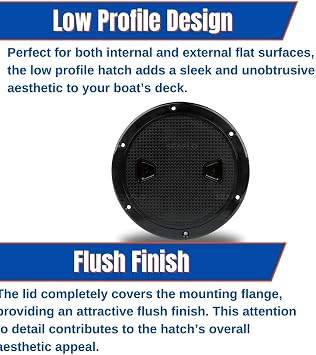 SEAFLO Marine Circular Non-Slip Screw Out Deck Plate Inspection Access Hatch 4/6/8 White/Black/Tan