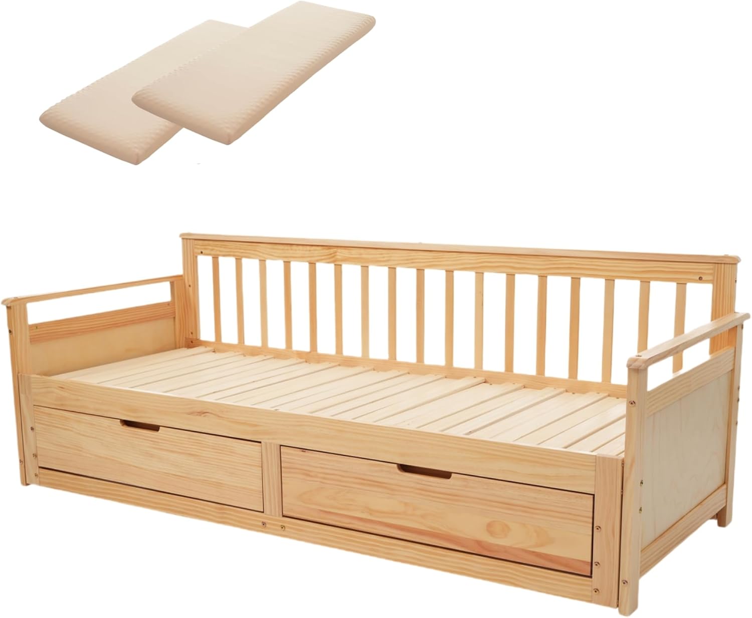 ソファベッド デイベッド 伸長式ベッド 木製 引き出し付き 収納付き 耐