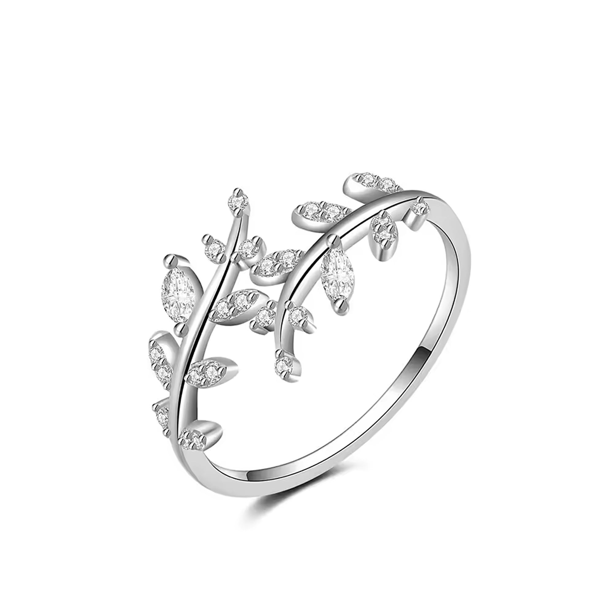 lila Designer Cubic Zirconia CZ Leaf Design Adjustable Ring | Gift for Women & Girls-picture-27