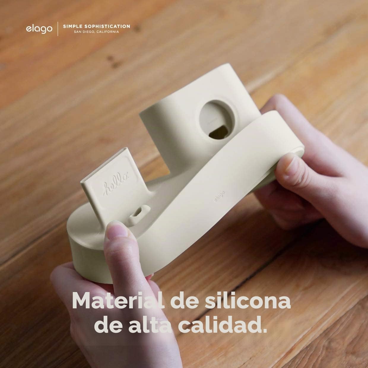 elago Soporte de Carga 3 en 1 para Todos los iPhone y AirPods | Compatible con Apple Watch 11/10/9/8/7/6/5/4/3/2/1/SE3/SE2/SE, con Cable Original (Blanco Clásico)