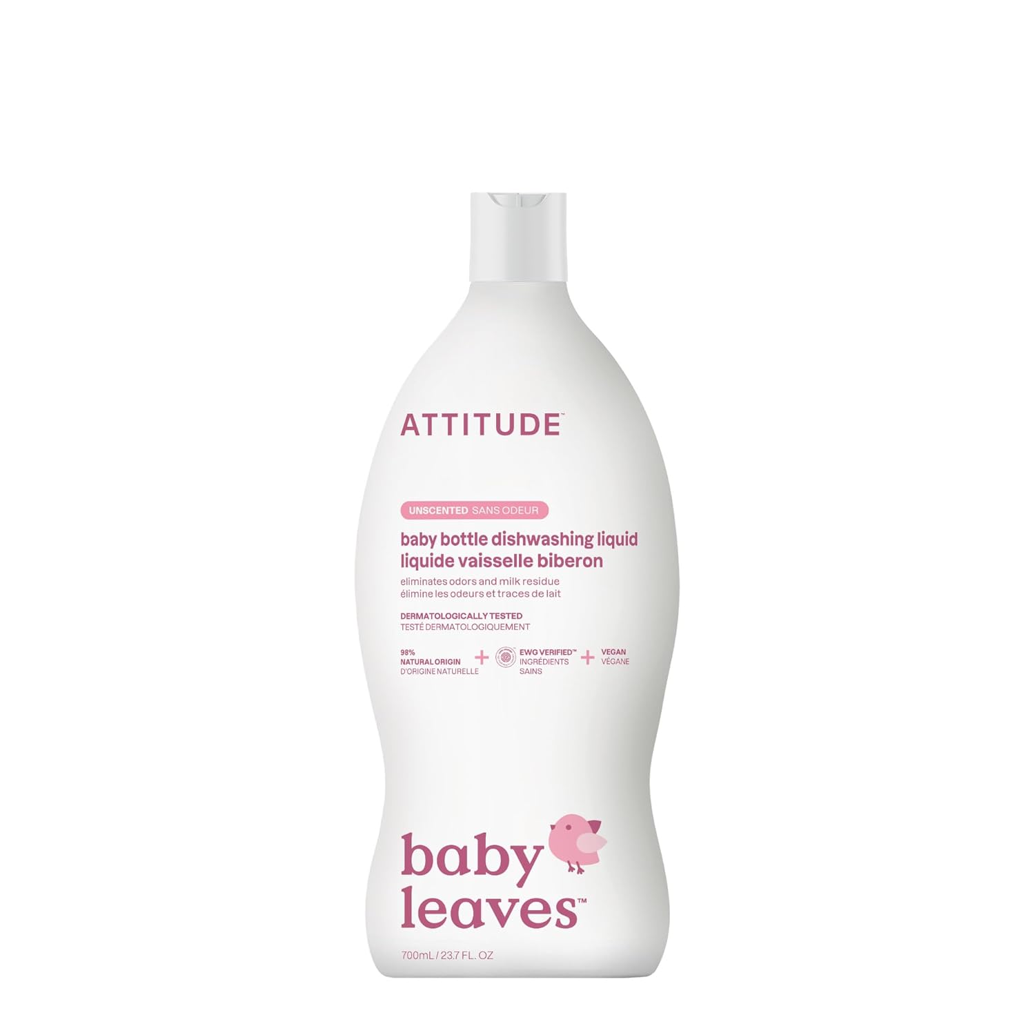 ATTITUDE Baby Dish Soap and Bottle Cleaner EWG Verified Dishwashing Liquid No Added Dyes or Fragrances Tough on