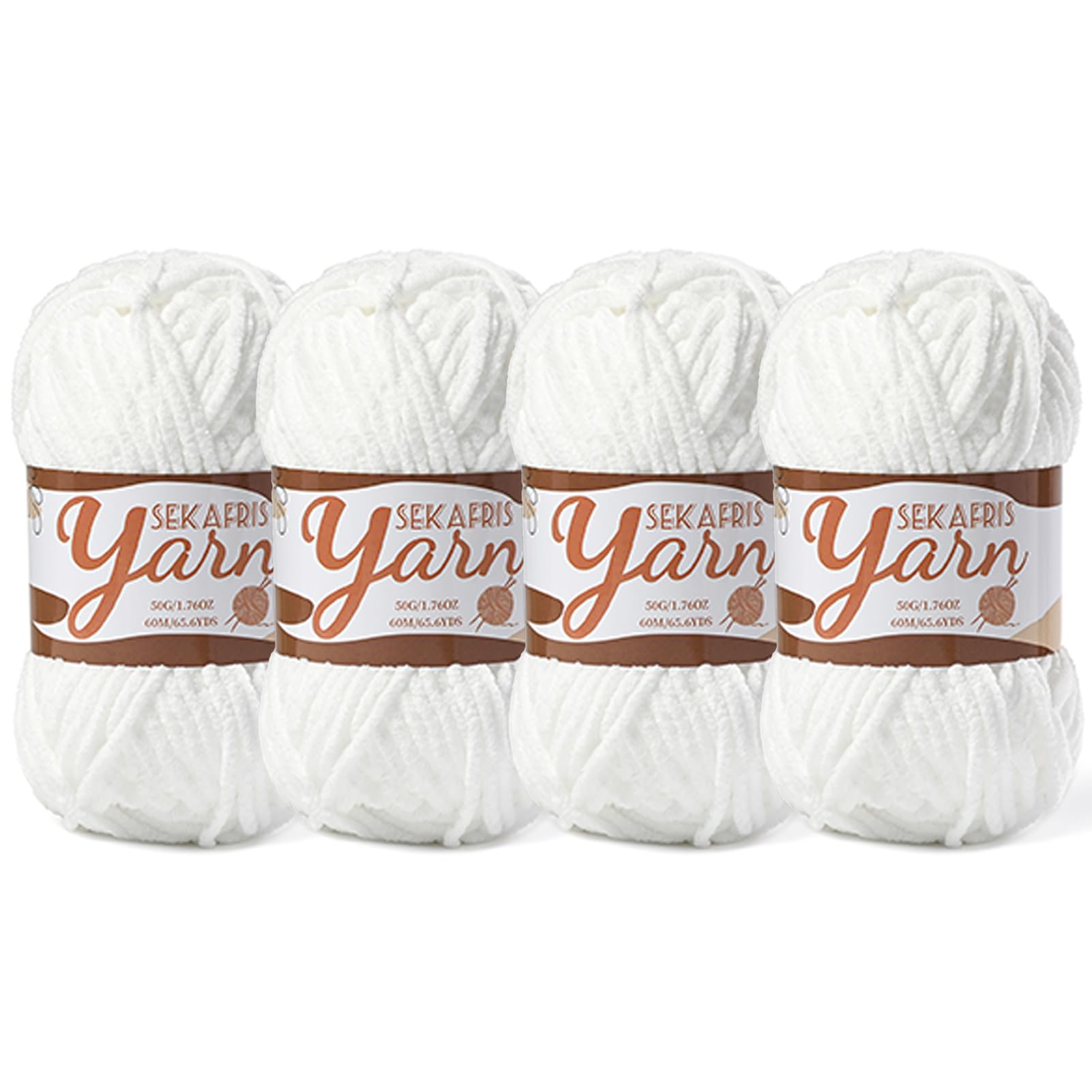 Chenille Yarn for Crocheting Crochet Snow White Yarn 4 Pack
