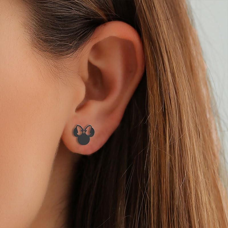 Dreuyet Stainless Steel Bow Tie Stud Earrings Set for Women - Small Cute Hollow Mouse Knot Studs - Dainty Gold Silver Black Plated Minimalist Tiny Ribbon Earrings - Fashion Jewelry Gifts2