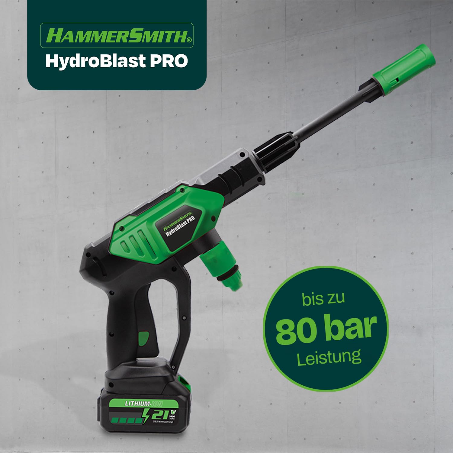 Hammersmith HydroBlast Pro - Das Original aus dem TV - Akku Reinigungspistole für den Gartenschlauch mit bis zu 5m Reichweite - Waschpistole - 13bar