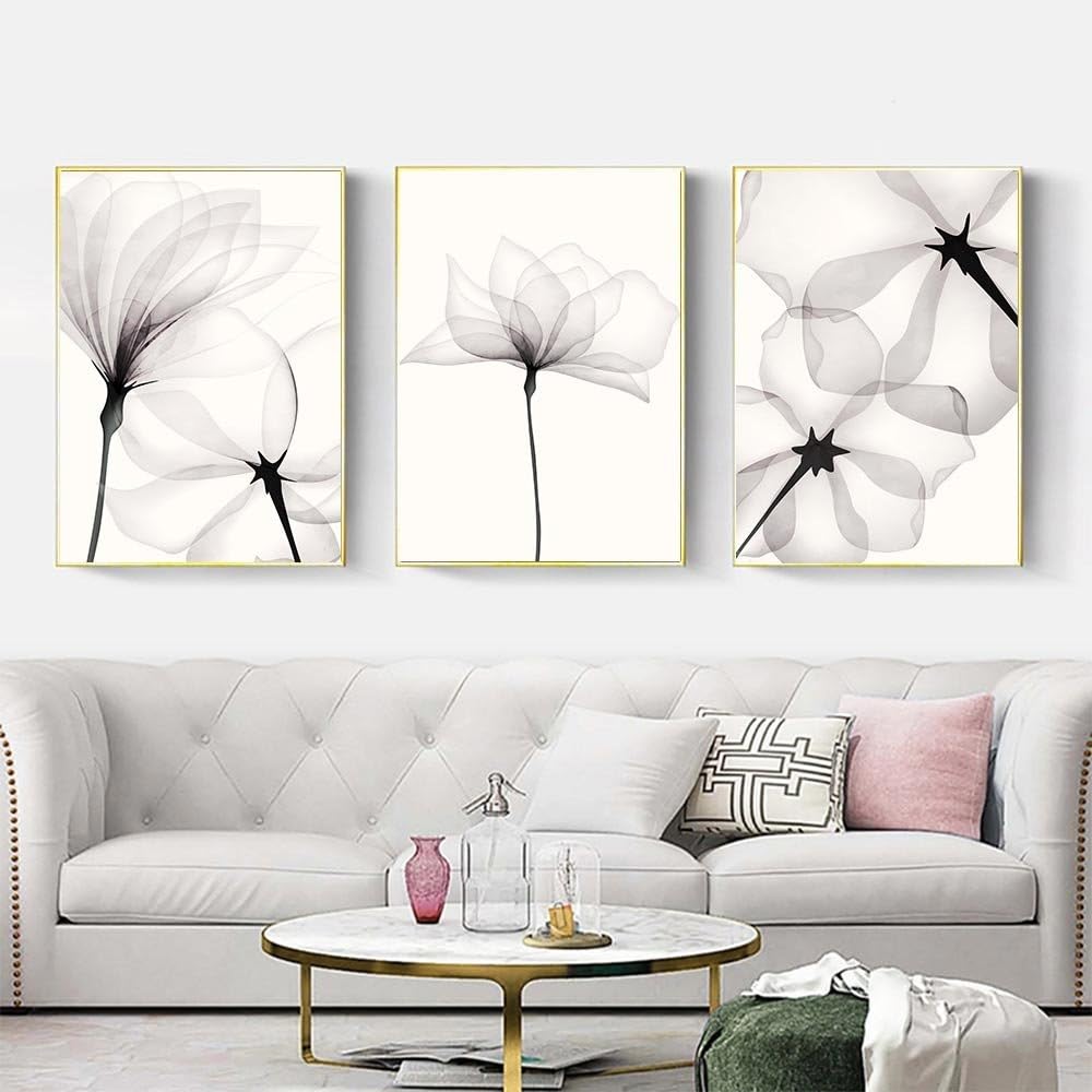 WBYZAC Art Prints-Abstract Flowers Wall Art Canvas Paintings Inked Print Pictures Modern Nordic Wall Posters Living Bedroom Kitchen Room Decoration-50 * 60cm*3PCS (No Frame)