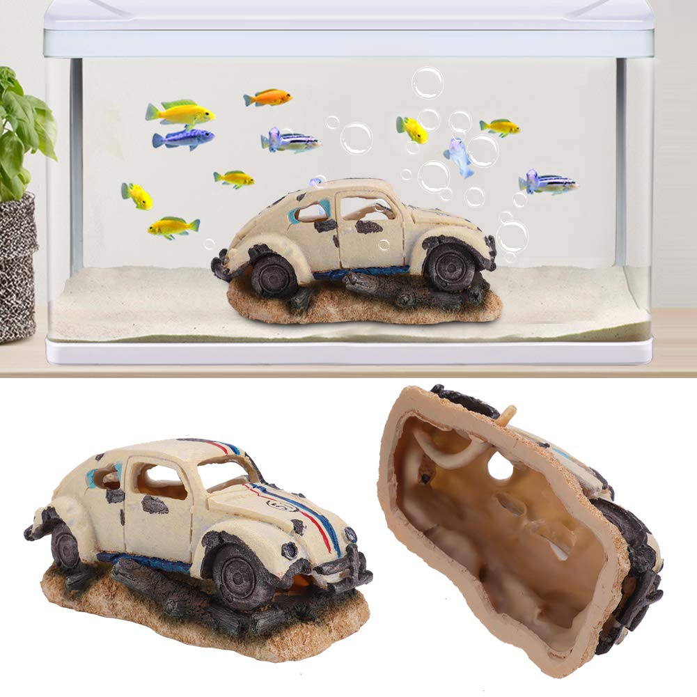 Zerodis Car FishDecor, Decorations for Aquarium Simulation Resin Sedan Car FishAquarium Ornaments Decor Imitation Car Wreck Aquarium Ornament : Pet Supplies