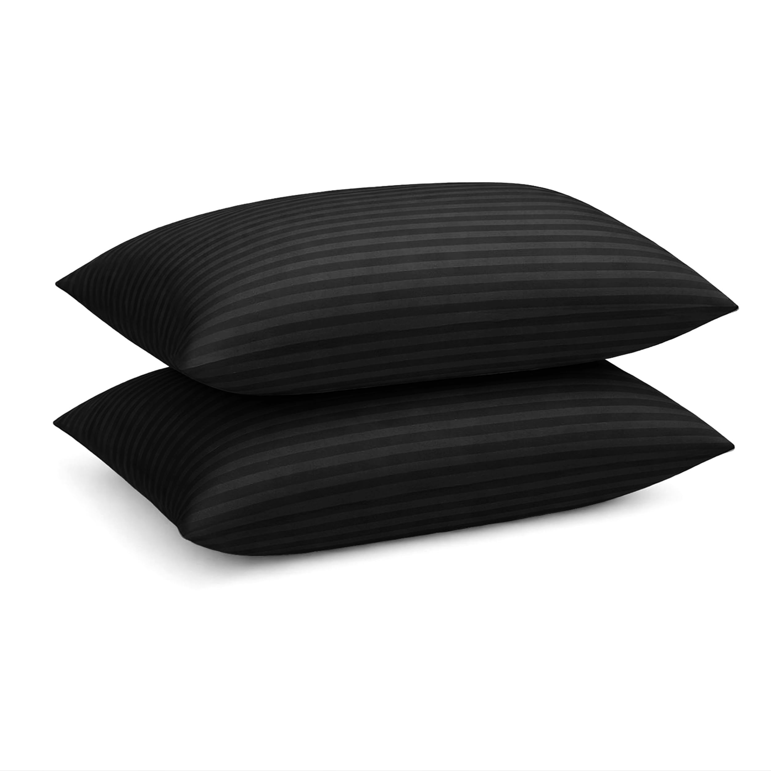 Prime Linens Black Stripe Pillow Cases, 2 Pack, Standard Size, Microfibre, Envelope Closure, Wrinkle Fade Resistant, Machine Washable (, 50X75 Cm)