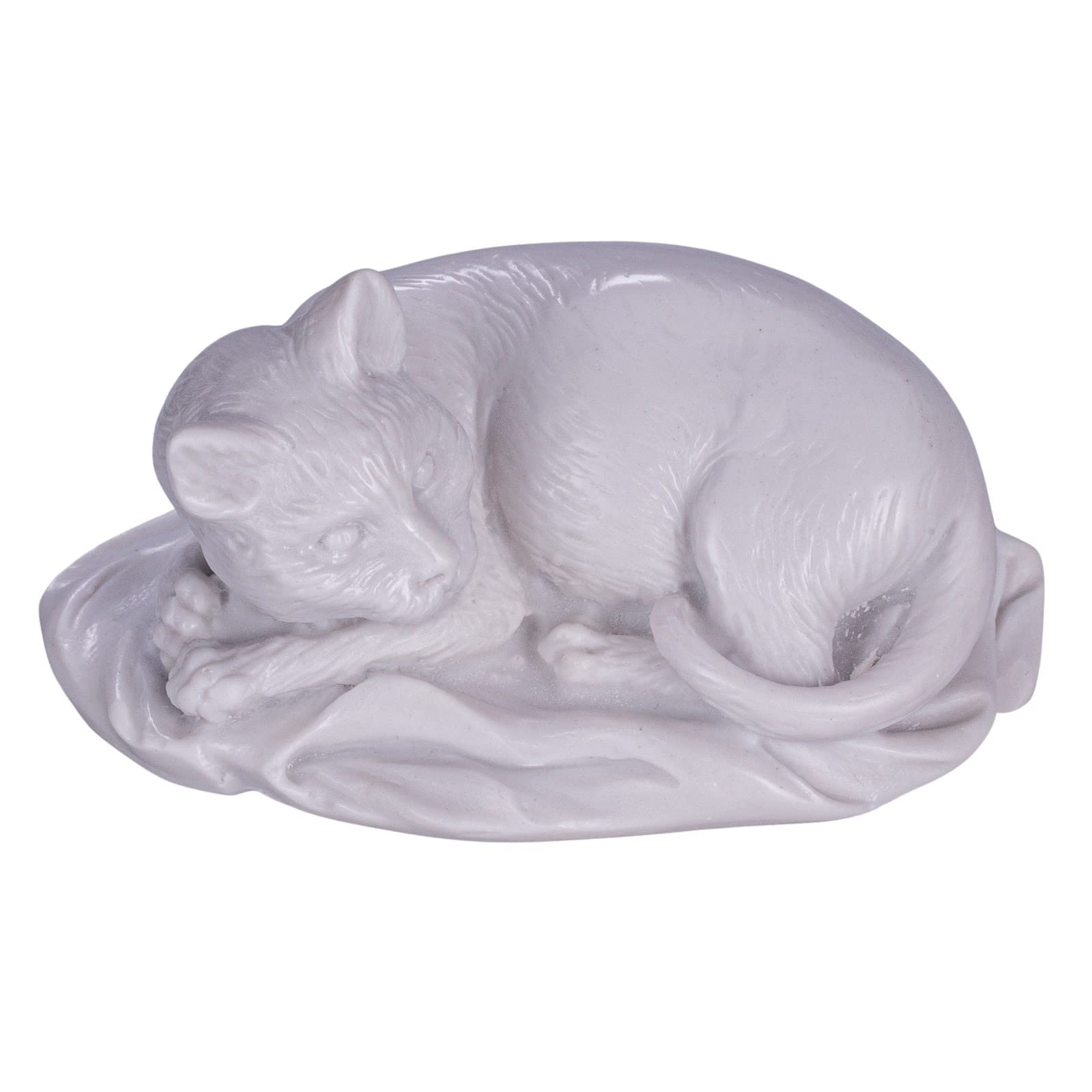Danila-Souvenirs White Decorative Marble Statue Figurine Sculpture Lying Cat 10 Cm