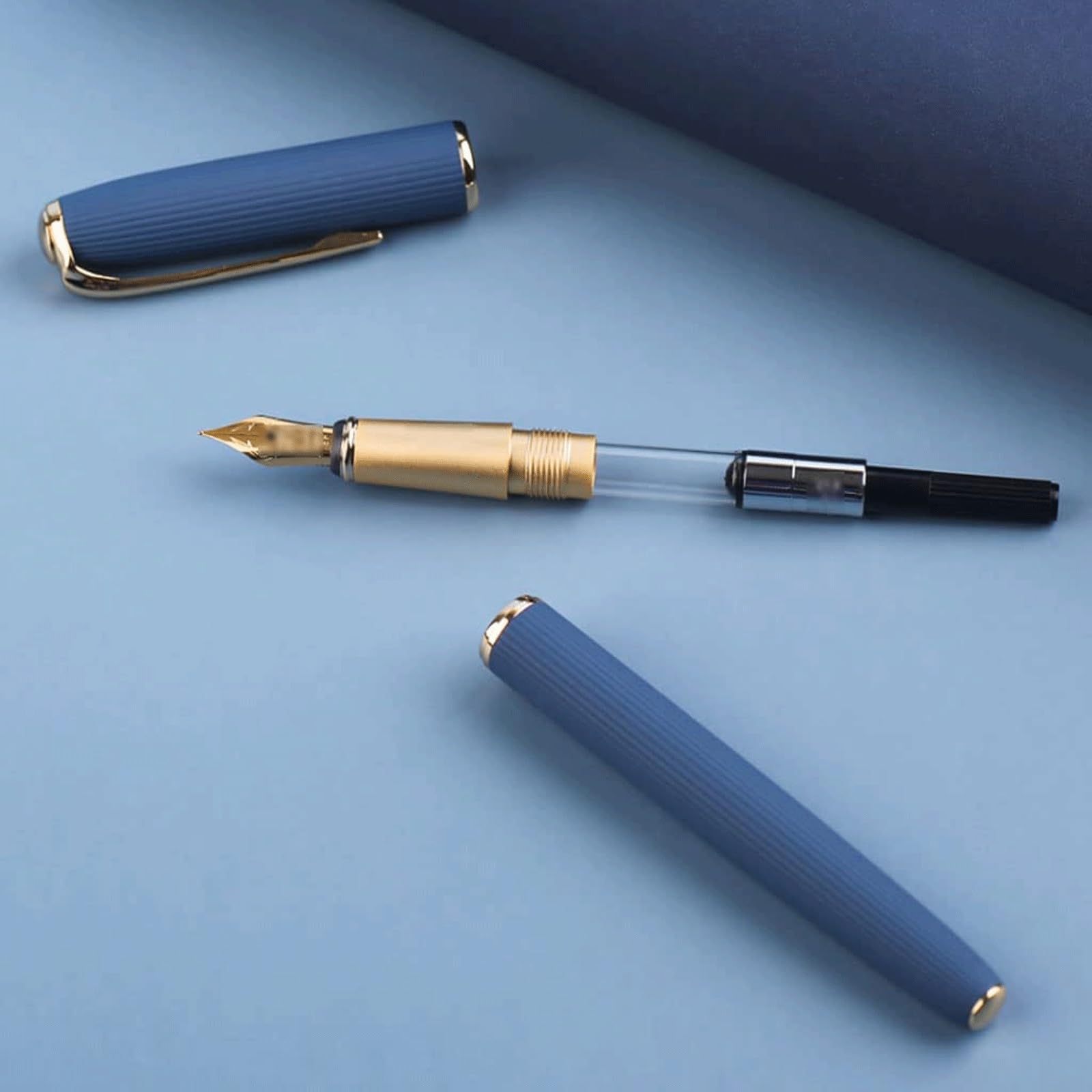 Füllfederhalter mit 0,38 mm E-Feder, Schreibübungsstift aus Metall, Kalligrafie-Set, Schul- und Bürobedarf, Unterschriftenstift for Damen und Herren(Rosso)