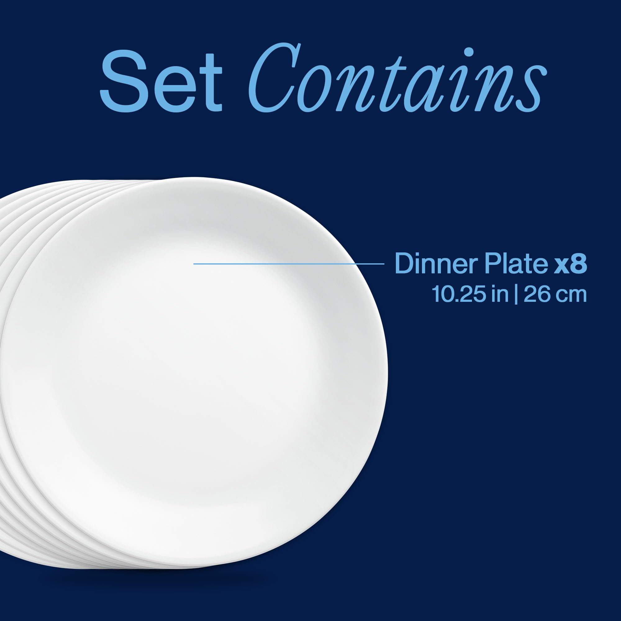 Corelle Lot de 8 assiettes plates, blanc givré d'hiver 1135857