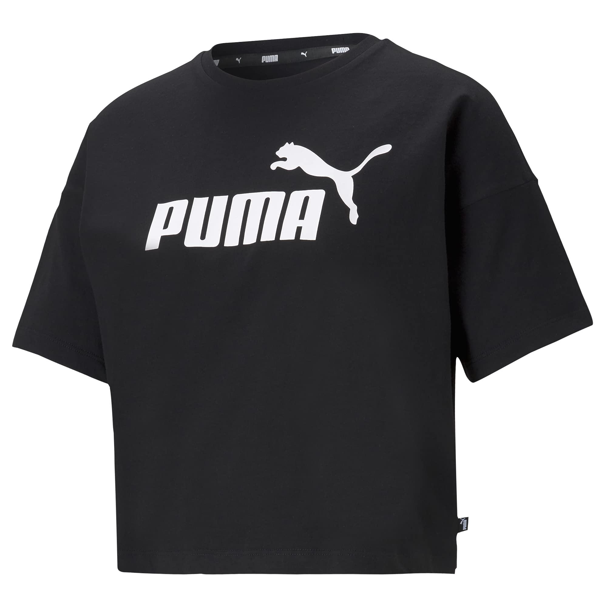 PUMA Women's Essentials Cropped Logo Tee, Puma Black, Small
