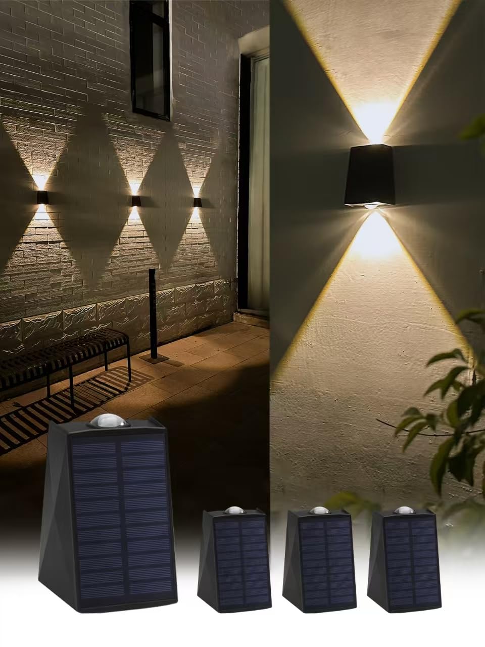 Mrzxy Solar Lights Outdoor Waterproof Up and Down Solar Wall Lights Outdoor Dusk to Dawn for House, Garage, Exterior, Sconce